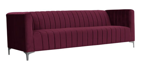 Felicia - Burgundy Velvet Modern 3 Seater Sofa-Sofa-Belle Fierté
