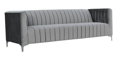 Felicia - Grey Velvet Modern 3 Seater Sofa-Sofa-Belle Fierté