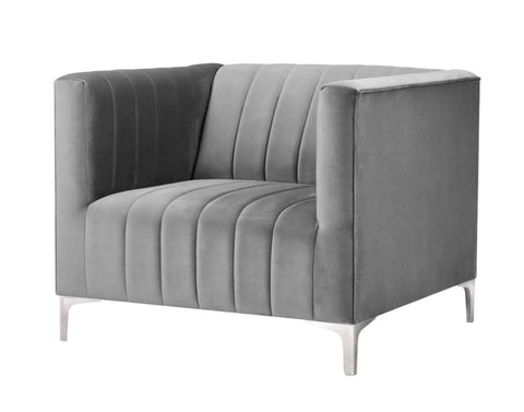 Felicia - Grey Modern Velvet Armchair-Armchair-Belle Fierté