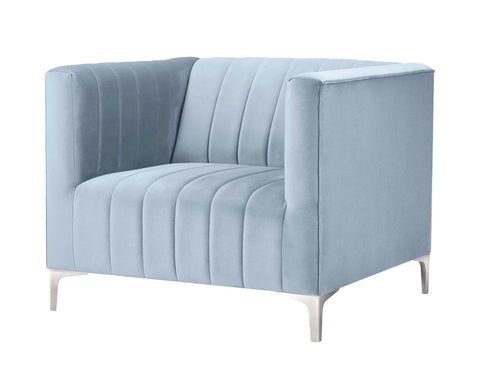 Felicia - Light Blue Modern Velvet Armchair-Armchair-Belle Fierté