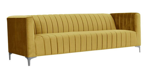 Felicia - Yellow Velvet Modern 3 Seater Sofa-Sofa-Belle Fierté
