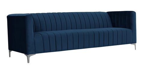 Felicia - Navy Blue Velvet Modern 3 Seater Sofa-Sofa-Belle Fierté