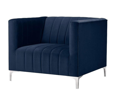 Felicia - Navy Blue Modern Velvet Armchair-Armchair-Belle Fierté