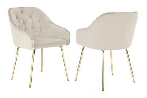 Finley - Beige Velvet Gold Leg Dining Chair, Set of 2-Chair Set-Belle Fierté