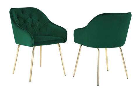 Finley - Green Velvet Gold Leg Dining Chair, Set of 2-Chair Set-Belle Fierté