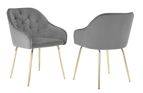 Finley - Grey Velvet Gold Leg Dining Chair, Set of 2-Chair Set-Belle Fierté