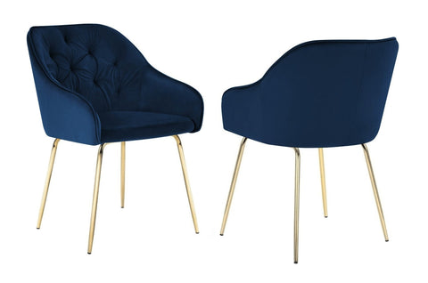 Finley - Navy Blue Velvet Gold Leg Dining Chair, Set of 2-Chair Set-Belle Fierté