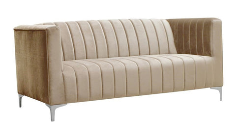 Felicia - Modern Beige Velvet Sofa, 2 Seater Sofa-Sofa-Belle Fierté