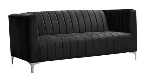 Felicia - Modern Black Velvet Sofa, 2 Seater Sofa-Sofa-Belle Fierté