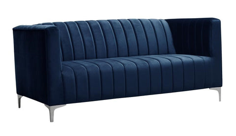 Felicia - Modern Navy Blue Velvet Sofa, 2 Seater Sofa-Sofa-Belle Fierté