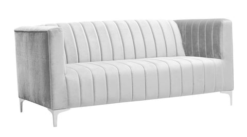 Felicia - Modern Silver Velvet Sofa, 2 Seater Sofa-Sofa-Belle Fierté