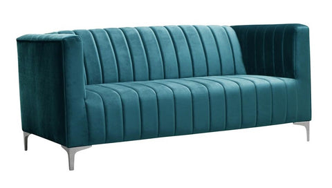 Felicia - Modern Teal Velvet Sofa, 2 Seater Sofa-Belle Fierté