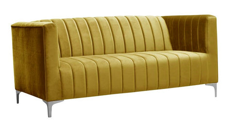Felicia - Modern Yellow Velvet Sofa, 2 Seater Sofa-Sofa-Belle Fierté