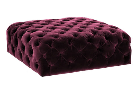 Gilbert - Burgundy Velvet Cocktail Ottoman, 90cm Upholstered Coffee Table-Ottomans and Footstools-Belle Fierté