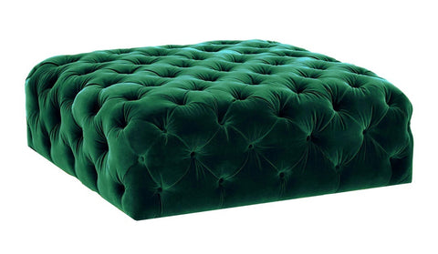 Gilbert - Green Velvet Cocktail Ottoman, 90cm Upholstered Coffee Table-Ottomans and Footstools-Belle Fierté