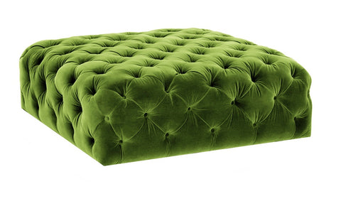 Gilbert - Lime Green Velvet Cocktail Ottoman, 90cm Upholstered Coffee Table-Ottomans and Footstools-Belle Fierté