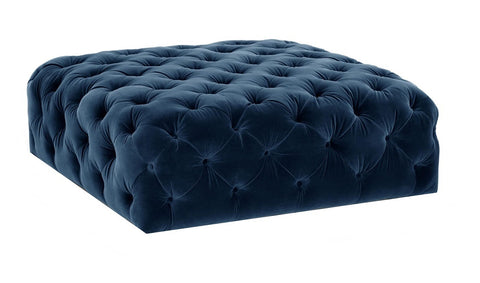Gilbert - Navy Blue Velvet Cocktail Ottoman, 90cm Upholstered Coffee Table-Ottomans and Footstools-Belle Fierté