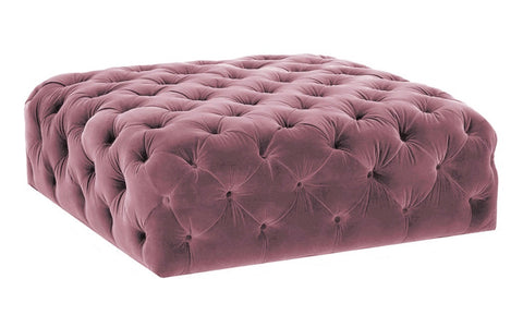 Gilbert - Pink Velvet Cocktail Ottoman, 90cm Upholstered Coffee Table-Ottomans and Footstools-Belle Fierté