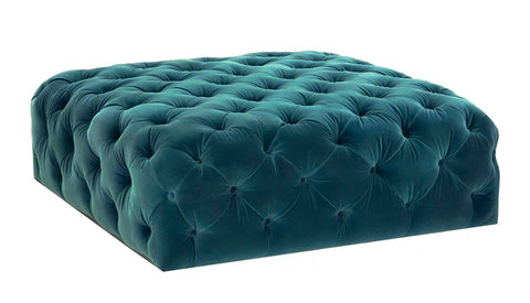 Gilbert - Teal Velvet Cocktail Ottoman, 90cm Upholstered Coffee Table-Ottomans and Footstools-Belle Fierté