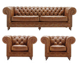 Lamton - Genuine Italian Leather Chesterfield Armchair Sofa Set-Sofa Set-Belle Fierté