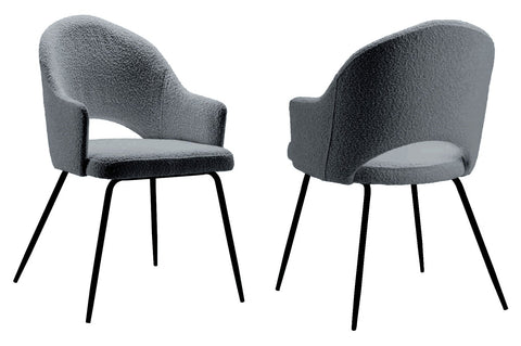 Gino - Grey Bouclé Dining Chair, Set of 2-Chair Set-Belle Fierté