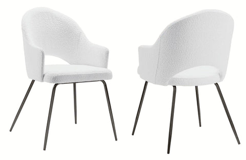 Gino - White Bouclé Dining Chair, Set of 2-Chair Set-Belle Fierté