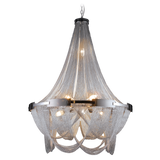 FIONA- Glamour Ceiling Lamp, Silver Metal Chain Chandelier-Chandelier-Belle Fierté