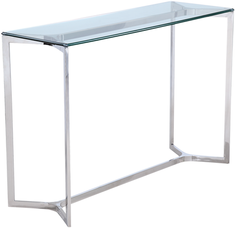 PARIS- Luxury Glass Console Table, Chrome Base Glamour Console Table-Console table-Belle Fierté