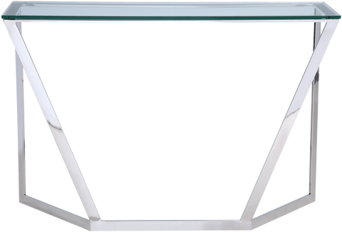 SYDNEY- Luxury Glass Console Table, Chrome Base Glamour Console Table-Console table-Belle Fierté