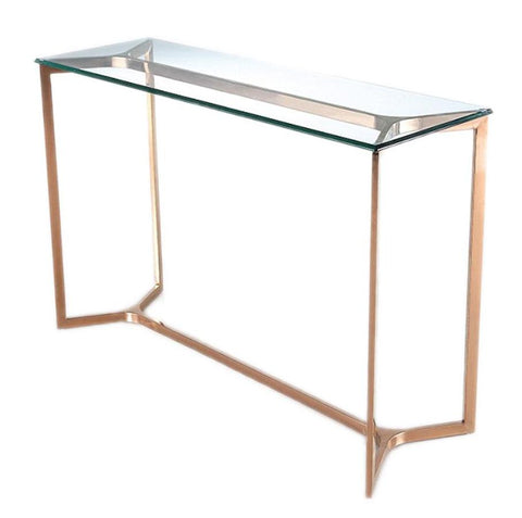 GENEVA- Luxury Glass Console Table, Chrome Base Glamour Console Table-Console table-Belle Fierté