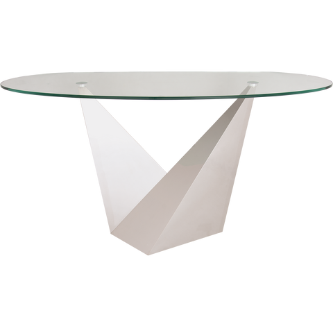 SANNA- Luxury Glass Console Table, Chrome Base Glamour Console Table-Console table-Belle Fierté