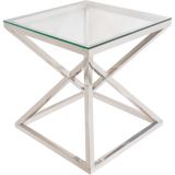 PHOENIX- Luxury Glass Side Table, Chrome Base Glamour Bedside Table-Bedside table-Belle Fierté