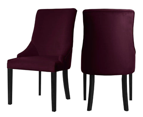 Herne - Burgundy Velvet Dining Chair, Set of 2-Chair Set-Belle Fierté