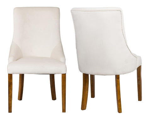 Herne - Cream Velvet Dining Chair, Set of 2-Chair Set-Belle Fierté
