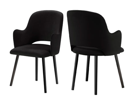 Jacob - Black Contemporary Velvet Dining Chair, Set of 2-Chair Set-Belle Fierté