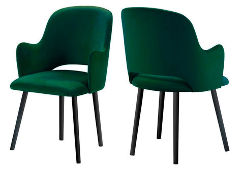 Jacob - Green Contemporary Velvet Dining Chair, Set of 2-Chair Set-Belle Fierté