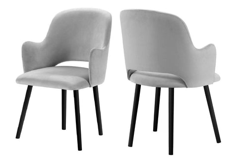 Jacob - Grey Contemporary Velvet Dining Chair, Set of 2-Chair Set-Belle Fierté