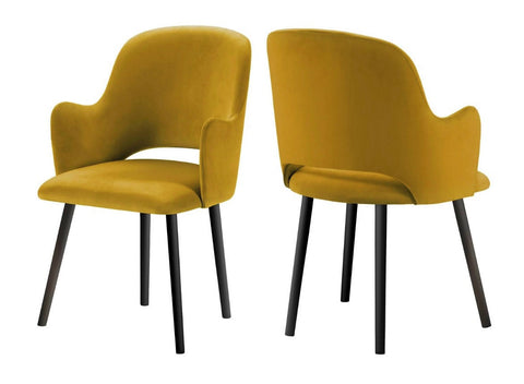 Jacob - Mustard Contemporary Velvet Dining Chair, Set of 2-Chair Set-Belle Fierté