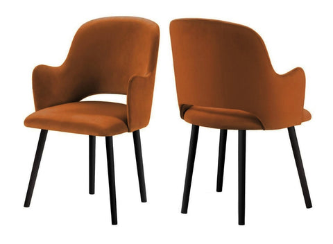Jacob - Orange Contemporary Velvet Dining Chair, Set of 2-Chair Set-Belle Fierté