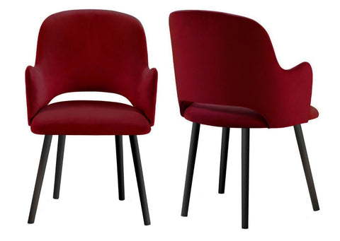 Jacob - Red Contemporary Velvet Dining Chair, Set of 2-Chair Set-Belle Fierté