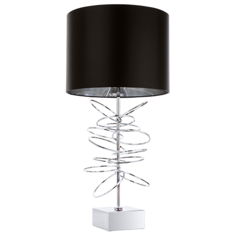 JACOPO II- Luxury Table Lamp, Black Shade Silver Finish Glamour Table Lamp-Table Lamp-Belle Fierté