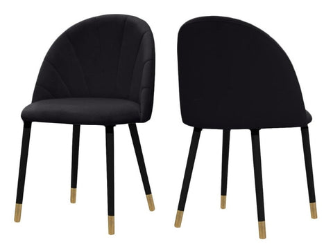 Kimberly - Black Velvet Dining Chair, Set of 2-Chair Set-Belle Fierté