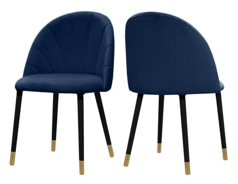 Kimberly - Navy Blue Velvet Dining Chair, Set of 2-Chair Set-Belle Fierté