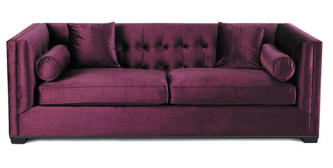 Kingston - Burgundy Glamour 3 Seater Velvet Sofa-Sofa-Belle Fierté