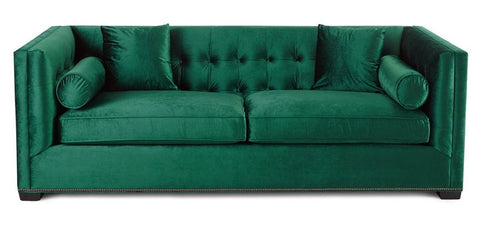 Kingston - Green Glamour 3 Seater Velvet Sofa-Sofa-Belle Fierté