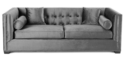 Kingston - Grey Glamour 3 Seater Velvet Sofa-Sofa-Belle Fierté