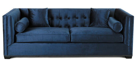 Kingston - Navy Blue Glamour 3 Seater Velvet Sofa-Sofa-Belle Fierté
