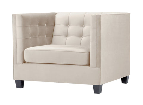 Larsson - Beige Modern Velvet Armchair-Armchair-Belle Fierté