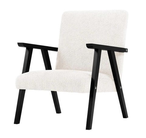 Liam - Cream Mid Century Retro Armchair, Bouclé Accent Chair-Armchair-Belle Fierté