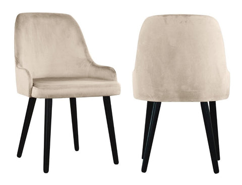 Linda - Beige Modern Velvet Dining Chair, Set of 2-Chair Set-Belle Fierté